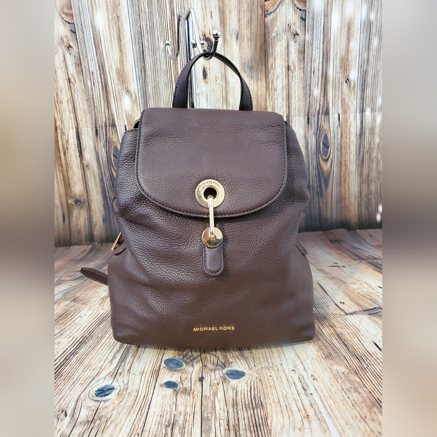 Michael Kors Raven Medium Plum Leather Backpack